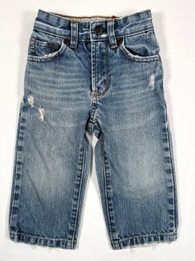VINTAGE GAP Boys Distressed Original Straight Fit Jeans 18-24 Months Y2K Denim